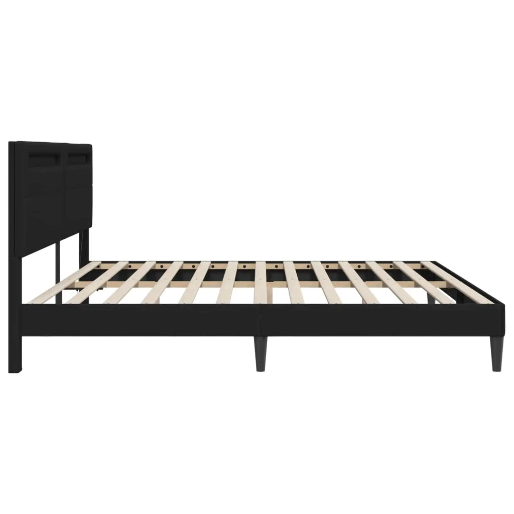 Struttura del letto con testiera Nero 200 x 200 cm Similpelle 42028034