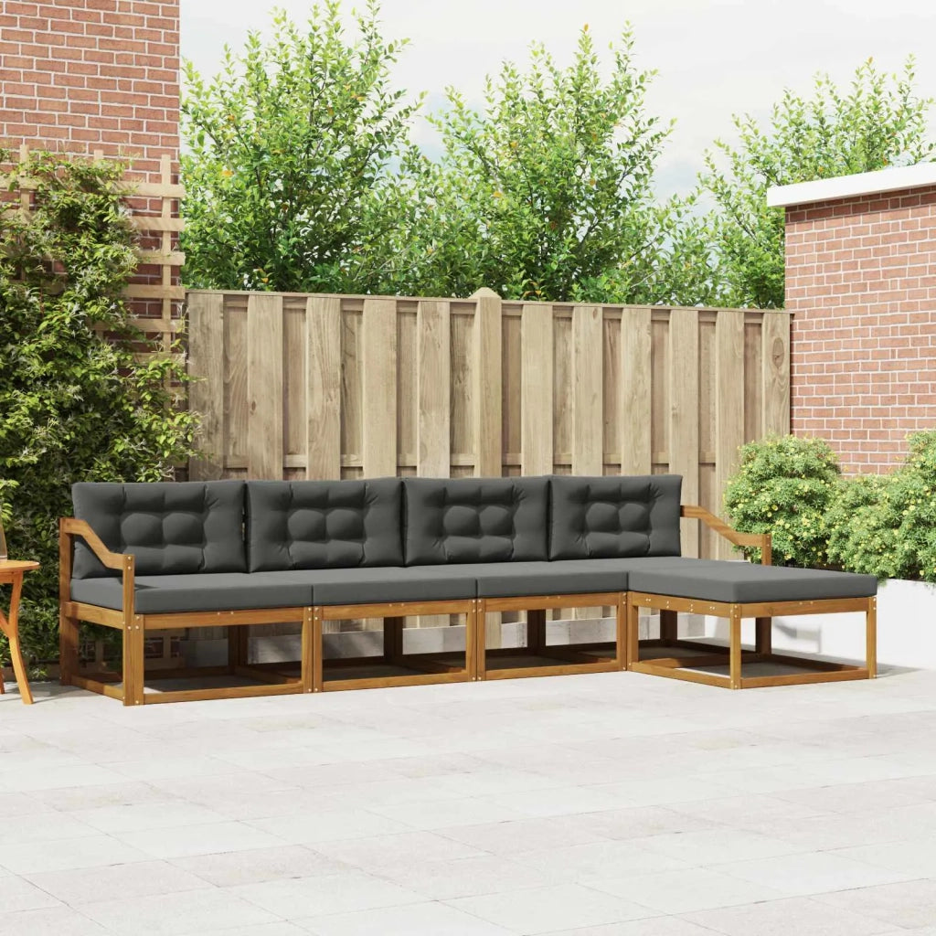 Set di divani da esterno con cuscino 5 pcs Naturale e Antracite