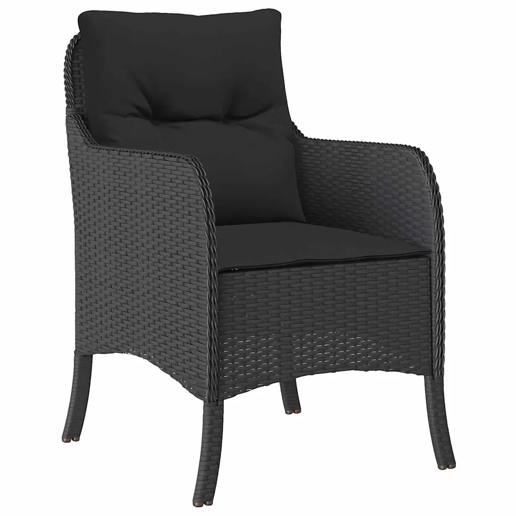 Set da Pranzo per Giardino con cuscino 7 pcs Nero polyrattan 3380152