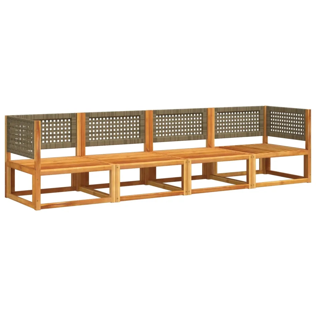Set di divani da giardino 4 pezzi con cuscini in legno di acacia e rattan