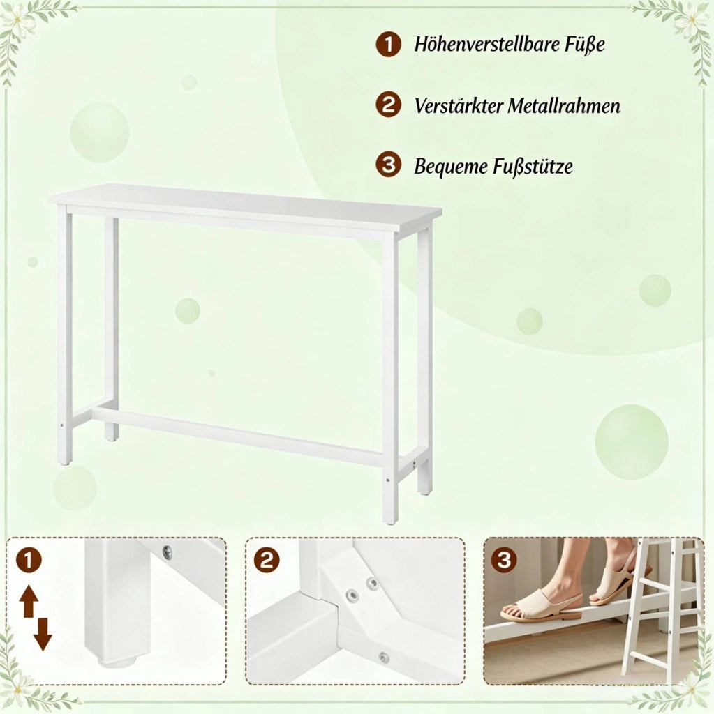Tavolo bar in MDF e metallo bianco 140 x 100 x 40 cm
