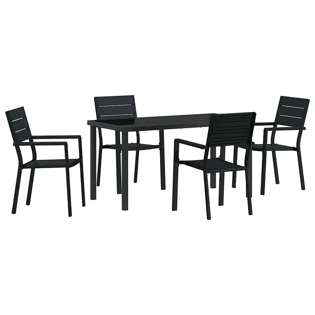 Set da Pranzo per Giardino 5 pcs Nero
