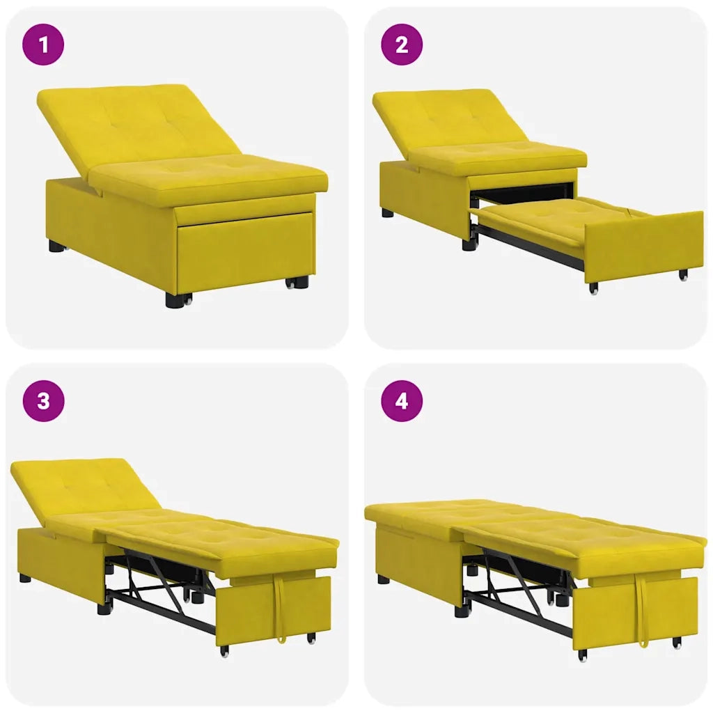 Divano letto | Sof¨¤ letto | Letto singolo Giallo 194 x 67 x 82 cm Velluto