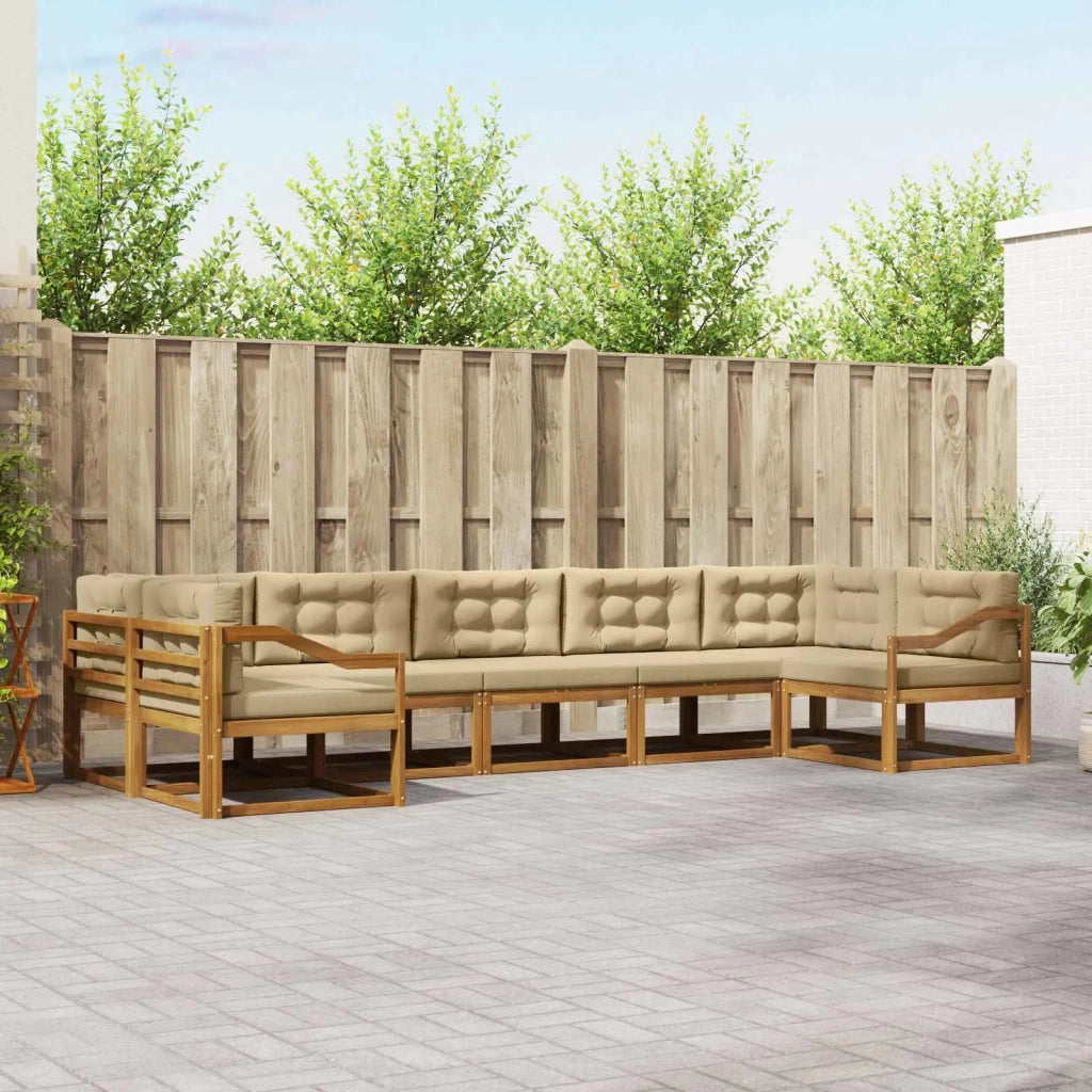 Set di divani da esterno con cuscino 7 pcs Naturale e Beige