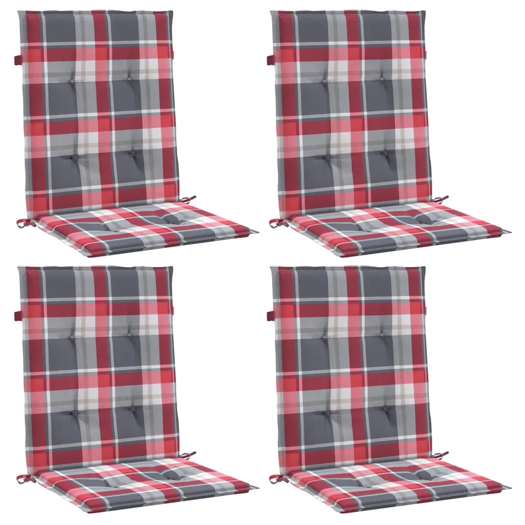Cuscini per Sedie da Giardino 4 pz Rossi a Quadri 100x50x3 cm cod mxl 58372