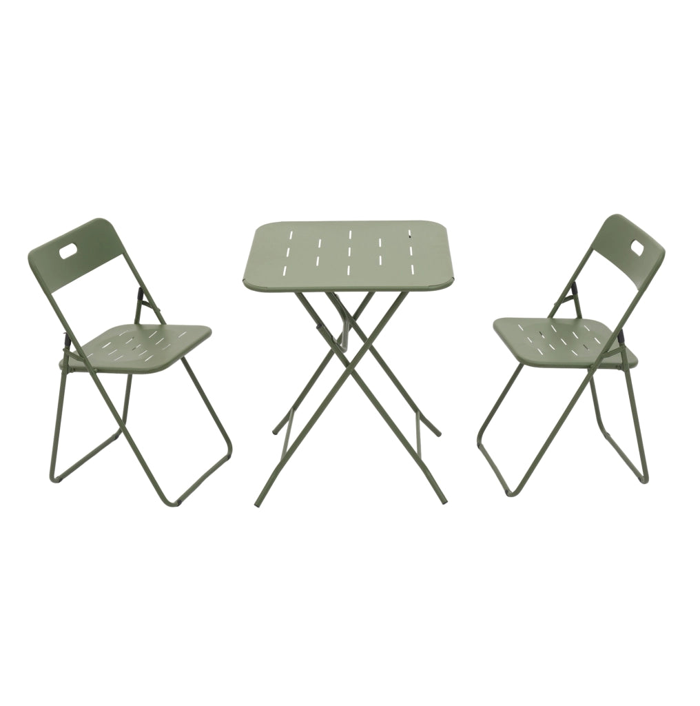 Set bistrot da esterno pieghevole verde con 2 sedie e tavolo