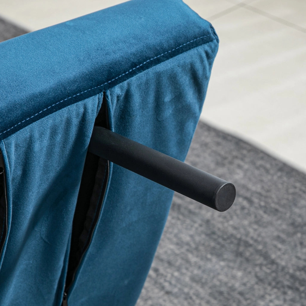 Divano letto 2 posti con cuscini e schienale regolabile ¨C zephmum ¨C blu velluto