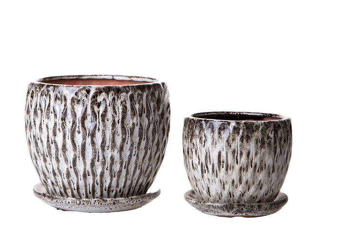 Set 4 Vasi di Ø 19 e 14 cm Damascato