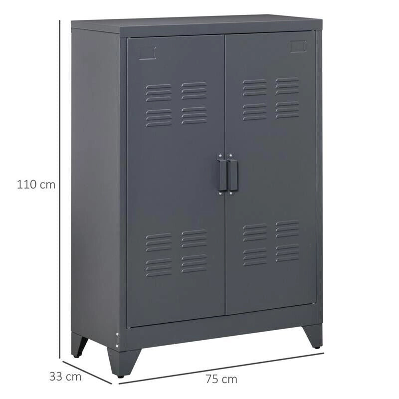 MOBILETTO MULTIUSO A 2 ANTE STILE INDUSTRIAL 75X33X110 CM GRIGIO