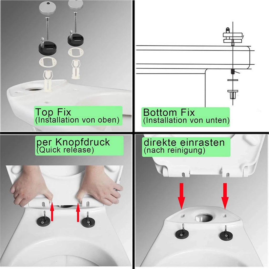 Sedile WC con meccanismo di chiusura ammortizzata e sgancio rapido per bagno 19_0000678