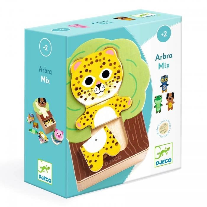 PUzzle in legno Arbra Mix,6 animali da comporre,Djeco,Eta 2+