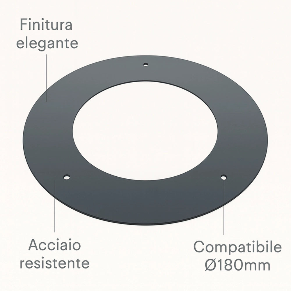 Rosone finitura arredo alluminio canale fumo stufa pellet abbellimento parete *** misura Ø 180, confezione 1