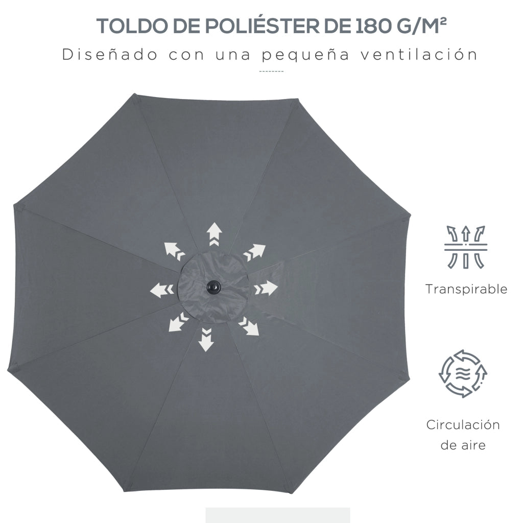 Ombrellone da Giardino con Manovella Inclinabile ¨C Xylo ¨C Grigio ?300x252 cm