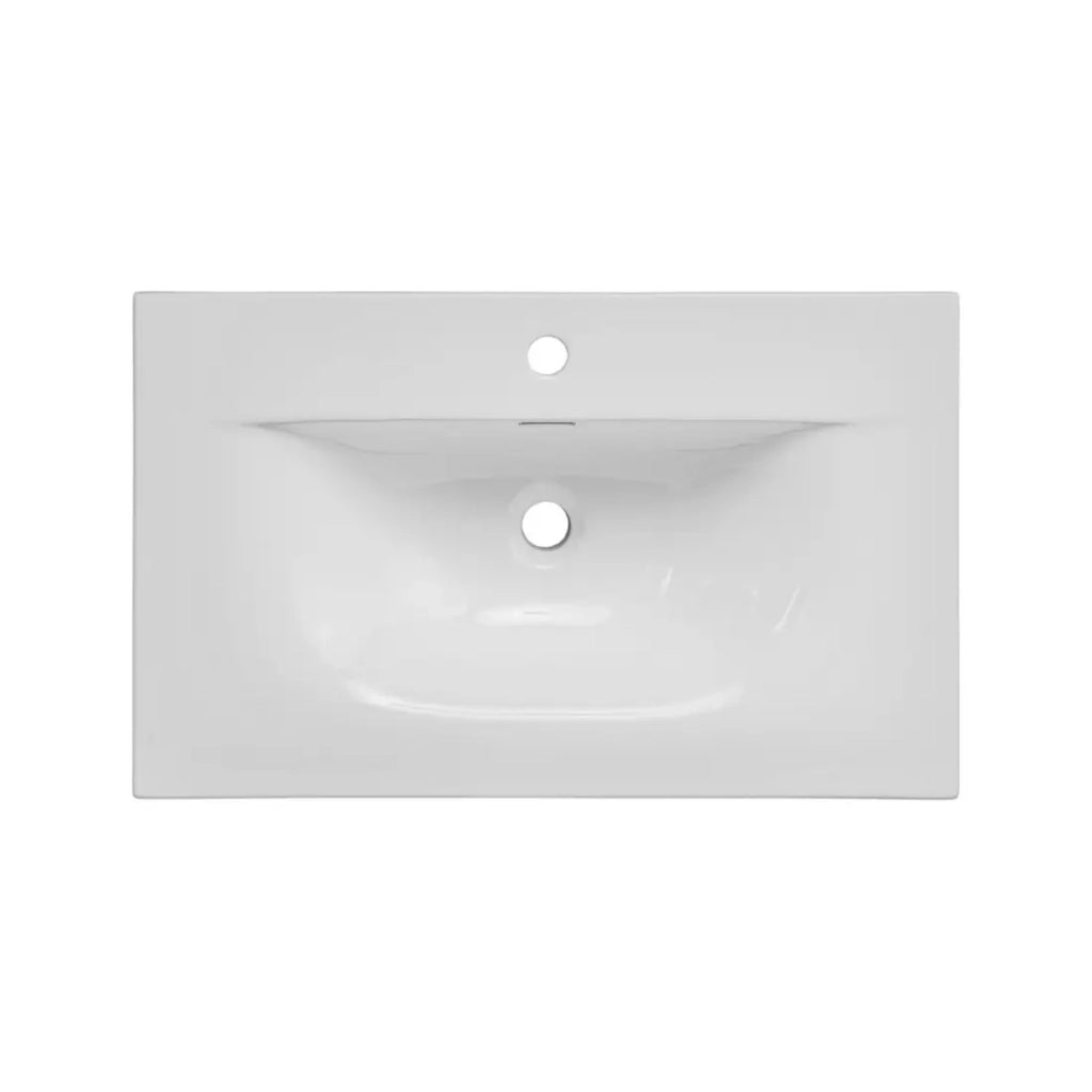Lavabo da incasso VELOA 70 cm ceramica bianco brillante design rettangolare
