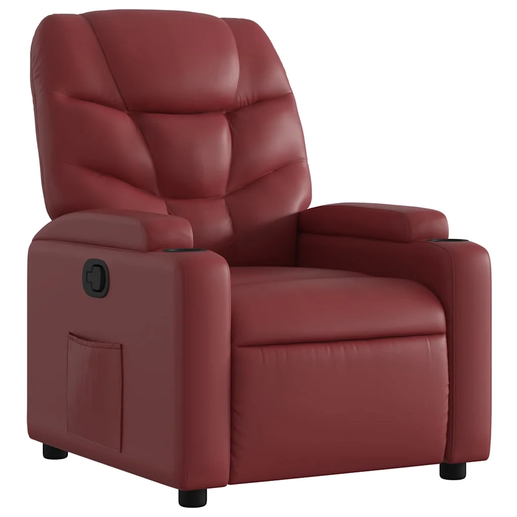 Divano Sedia-Poltrona Reclinabile Rosso Vino in Similpelle 292141