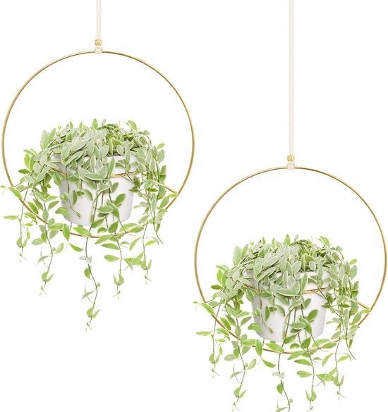 Porta piante in metallo a forma rotonda - Decorazione moderna per la casa - Set da 2 pezzi