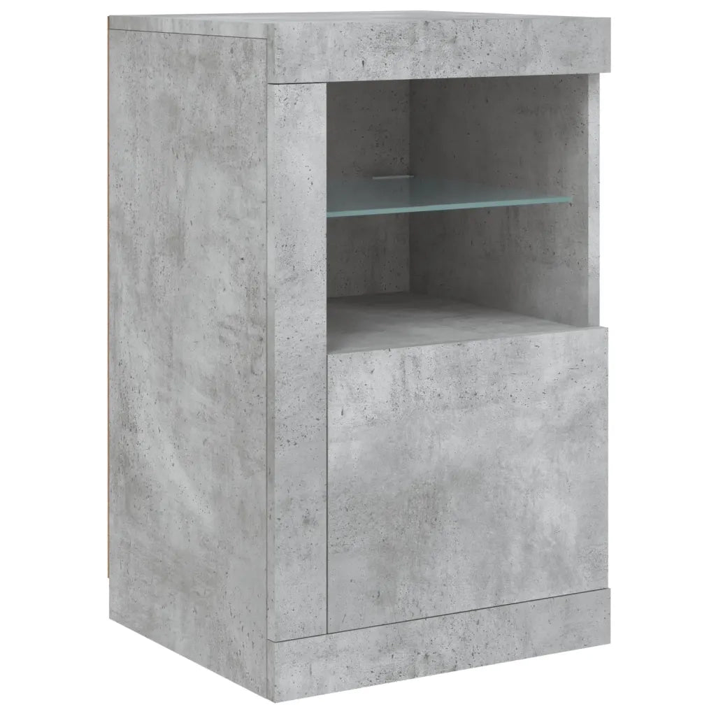 Credenza | Madia | Buffet da pranzo | Armadio da pranzo con Luci LED Grigio Cemento 123x37x67 cm