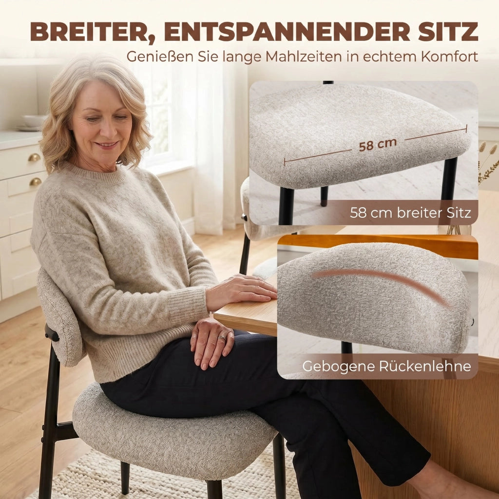 Sedia da pranzo imbottita ¨C Zephmum ¨C Beige, gambe in metallo