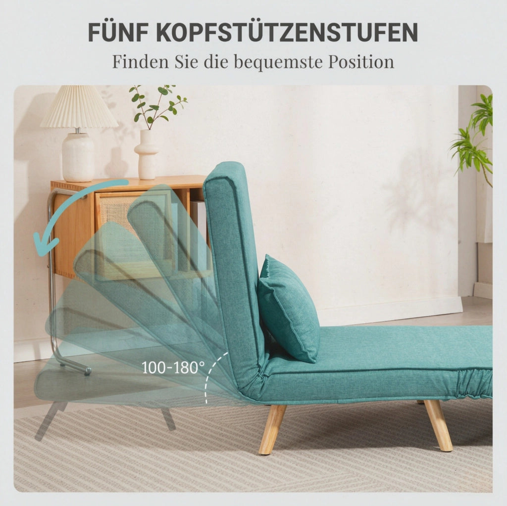 POLTRONA LETTO 3 in 1 80x190 cm Tessuto Verde con cuscino