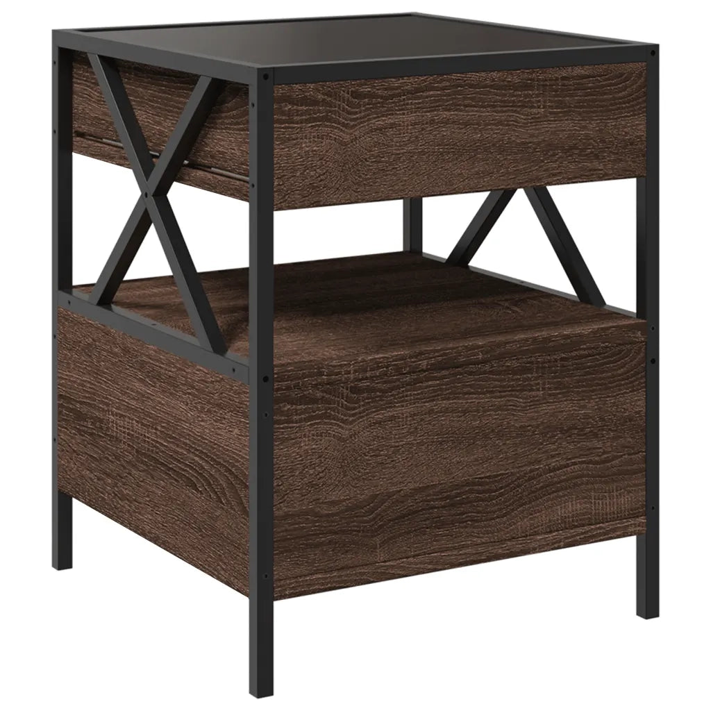 vidaXL Comodino con LED Infinity Rovere Marrone 40x40x51 cm
