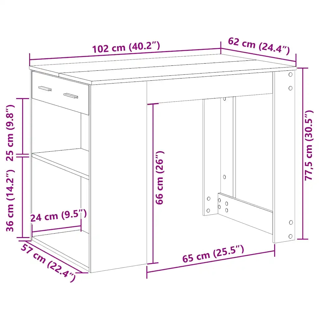 vidaXL Scrivania con Cassetto Ripiano Rovere Marrone Legno Multistrato