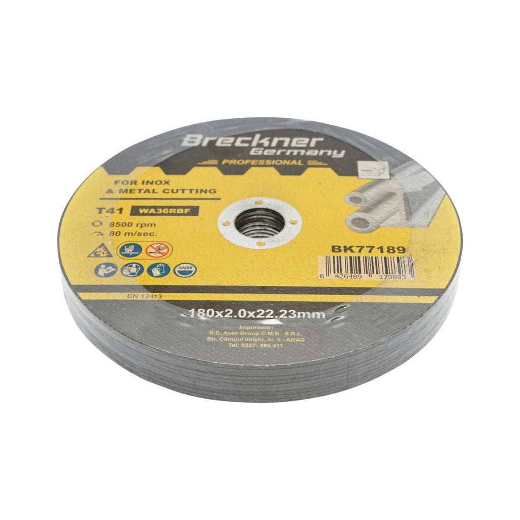 10 Dischi da Taglio T41 180x2.0x22mm Acciaio INOX Ferro Metallo Disco Flessibili per Smerigliatrice Angolare Mola Taglio Breckner Germany