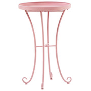 Tavolino da Giardino Rotondo in Metallo Rosa da 40 cm Stile Vintage per Esterno