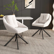 Sedia da Pranzo Girevole in Velluto ¨C MINIMAL ¨C Beige, Design Ergonomico, Imbottita