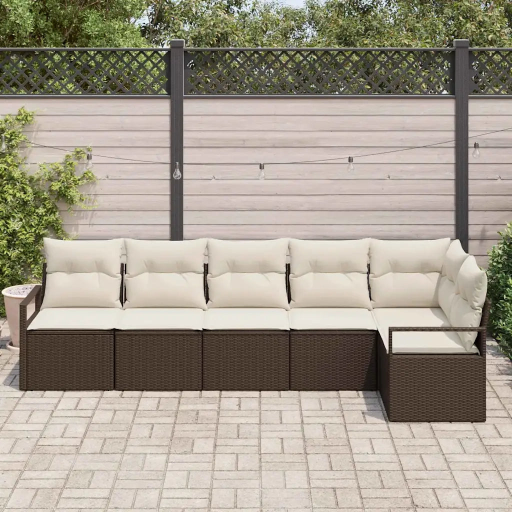 Set Divano da Giardino 6 pcs Marrone e bianco polyrattan 3355067