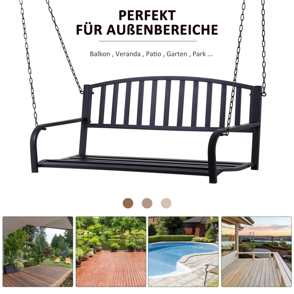 Altalena da Giardino 2 Posti ¨C Minimal ¨C Nero Metallo 127x60x53 cm