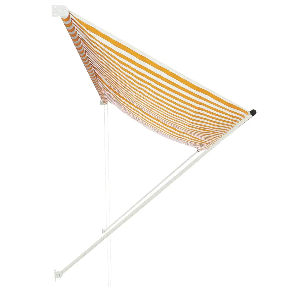 Tenda da Sole Retrattile 350x150 cm Giallo e Bianco 143756