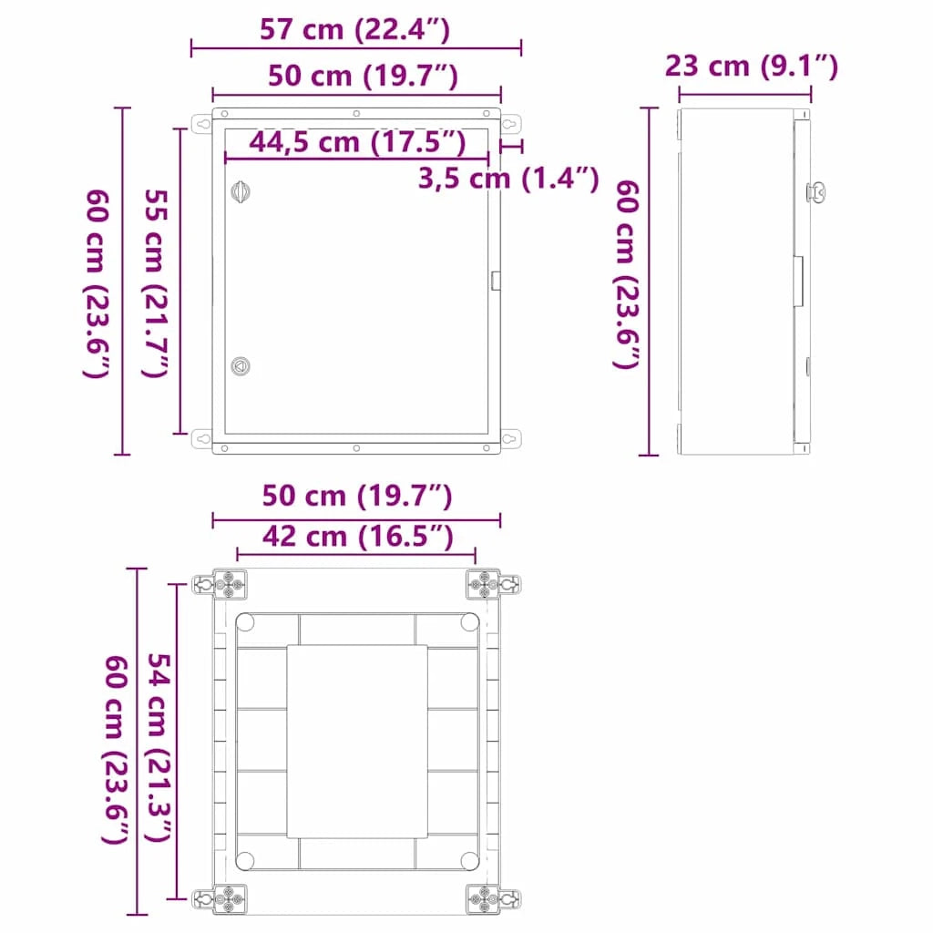Armadio di controllo moderno multiuso per interni/esterni 50 x 22 x 60 cm plastica grigia 02_0058216