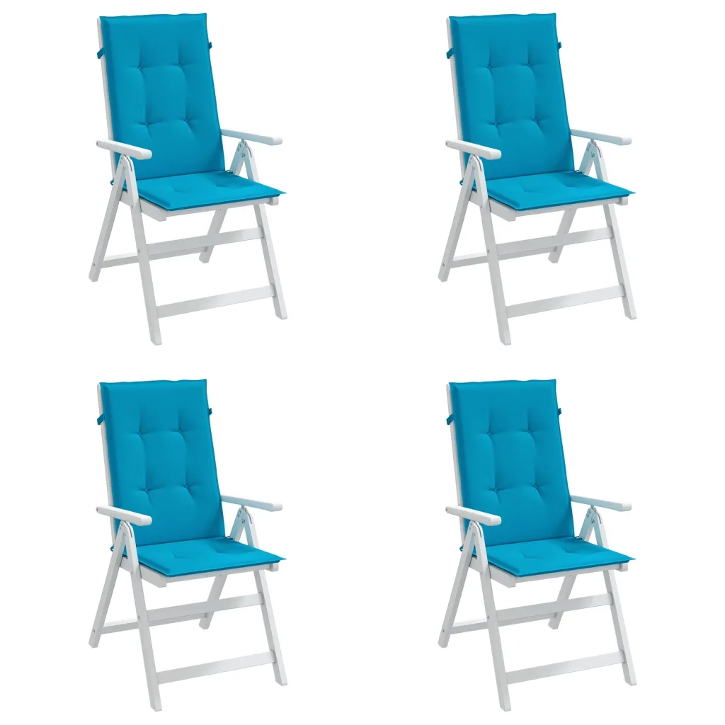 Cuscini per Sedie 4 pz Blu 120x50x3 cm in Tessuto