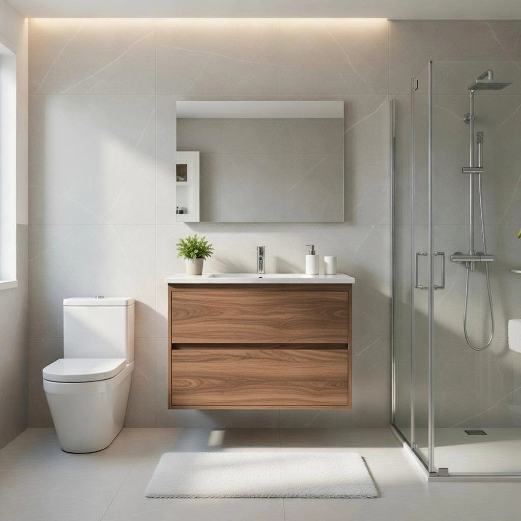 Composizione mobile bagno sospeso con cassetti cm 80 mod. ELEGANCE - Noce