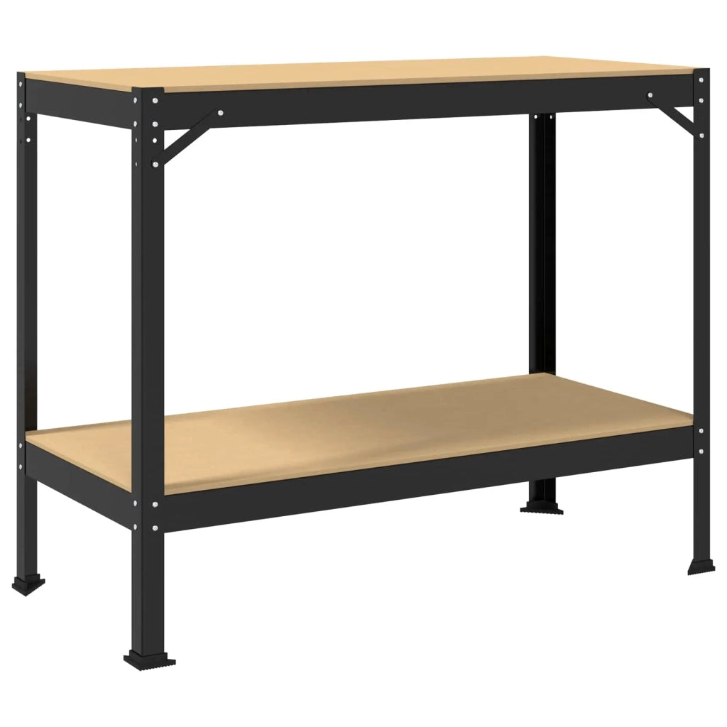 Banco da lavoro con lo scaffale Nero 115 x 55 x 91 cm 42020128