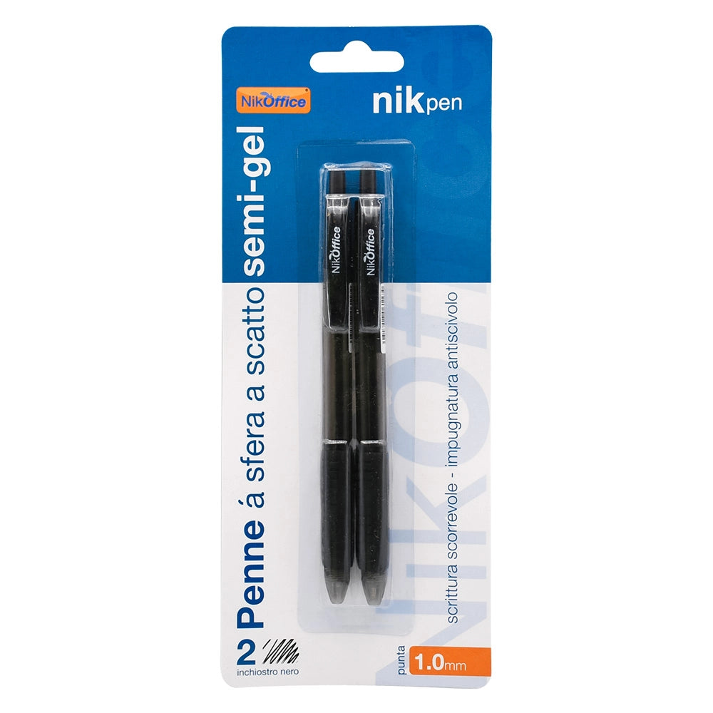 PENNA A SCATTO CON CLIP inchiostro nero - 2 pezzi- 12 blister  - BricoGo