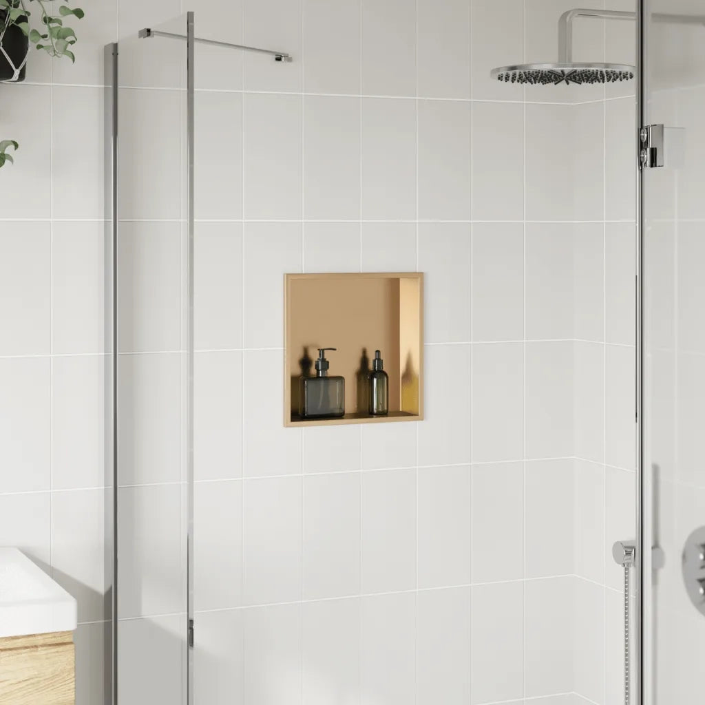 Nicchia per Doccia Oro Spazzolato 32x32x9cm in Acciaio Inox CFW1426907