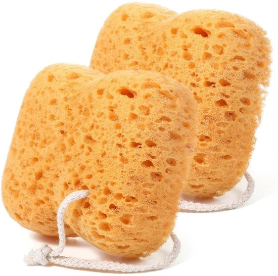 2 pezzi di spugne per doccia, spugna per doccia a grana grossa con struttura a miele, schiuma densa per un'epilazione delicata e profonda per donne e uomini.