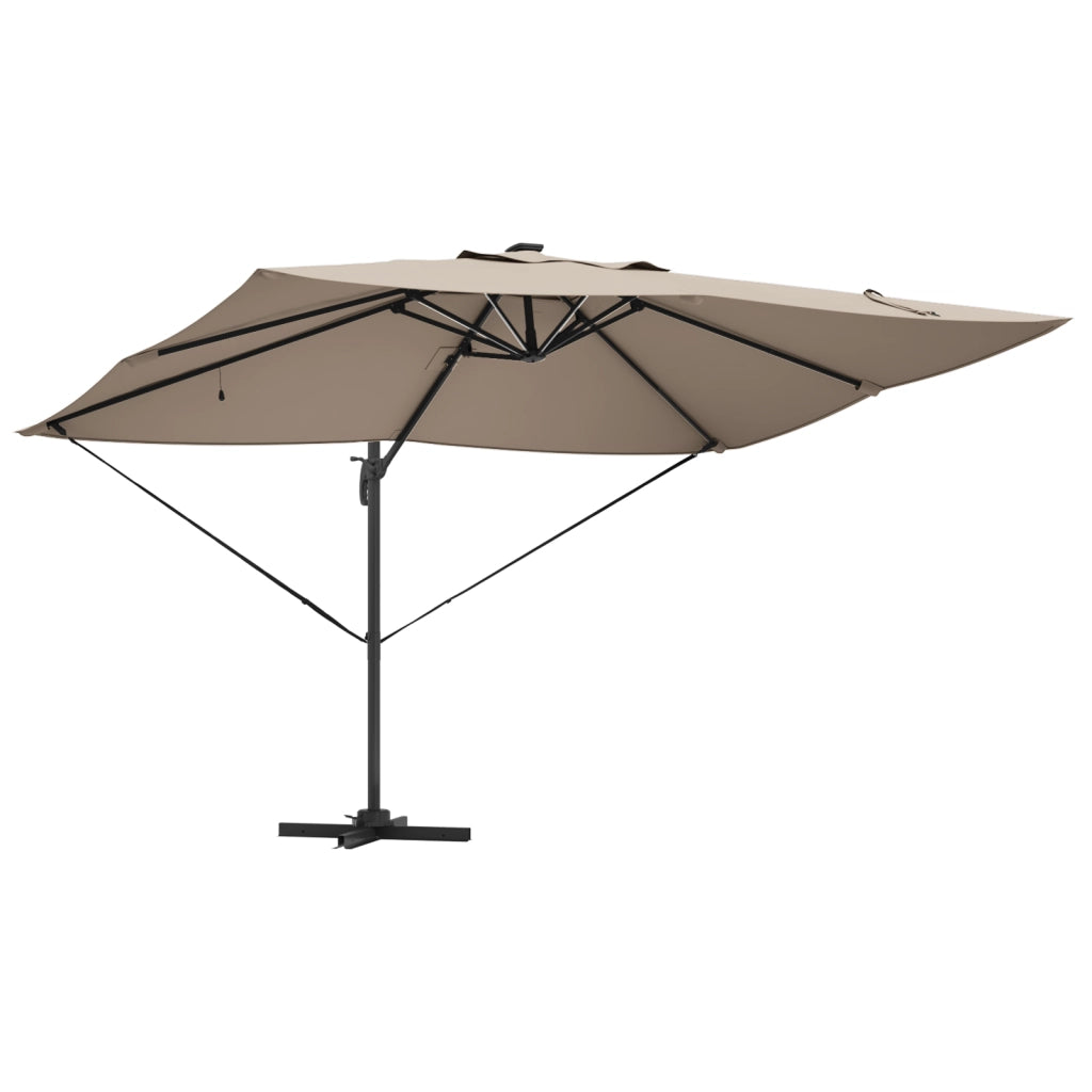 Ombrellone Roma a Sbalzo con LED Tortora 352x251x265 cm Alluminio