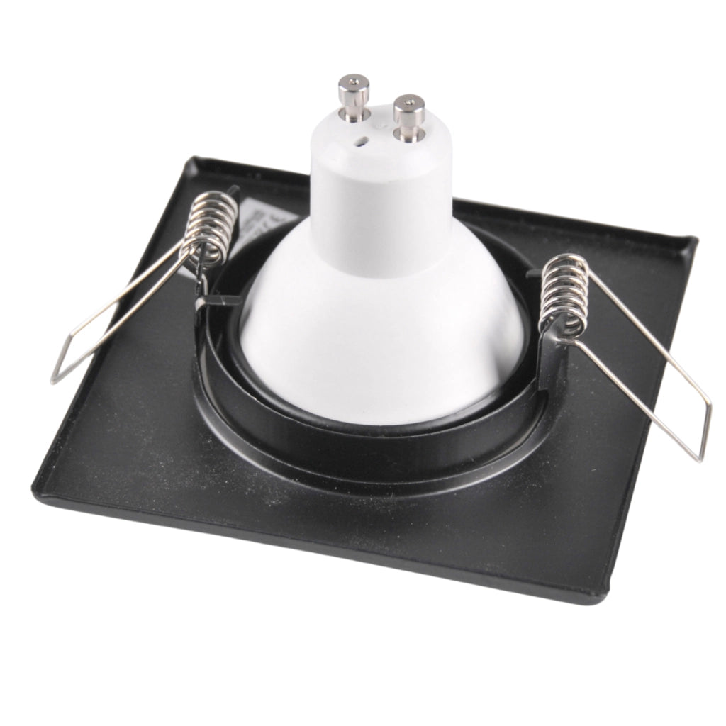 Set 3 faretti incasso quadrati neri GU10 3000K Polux