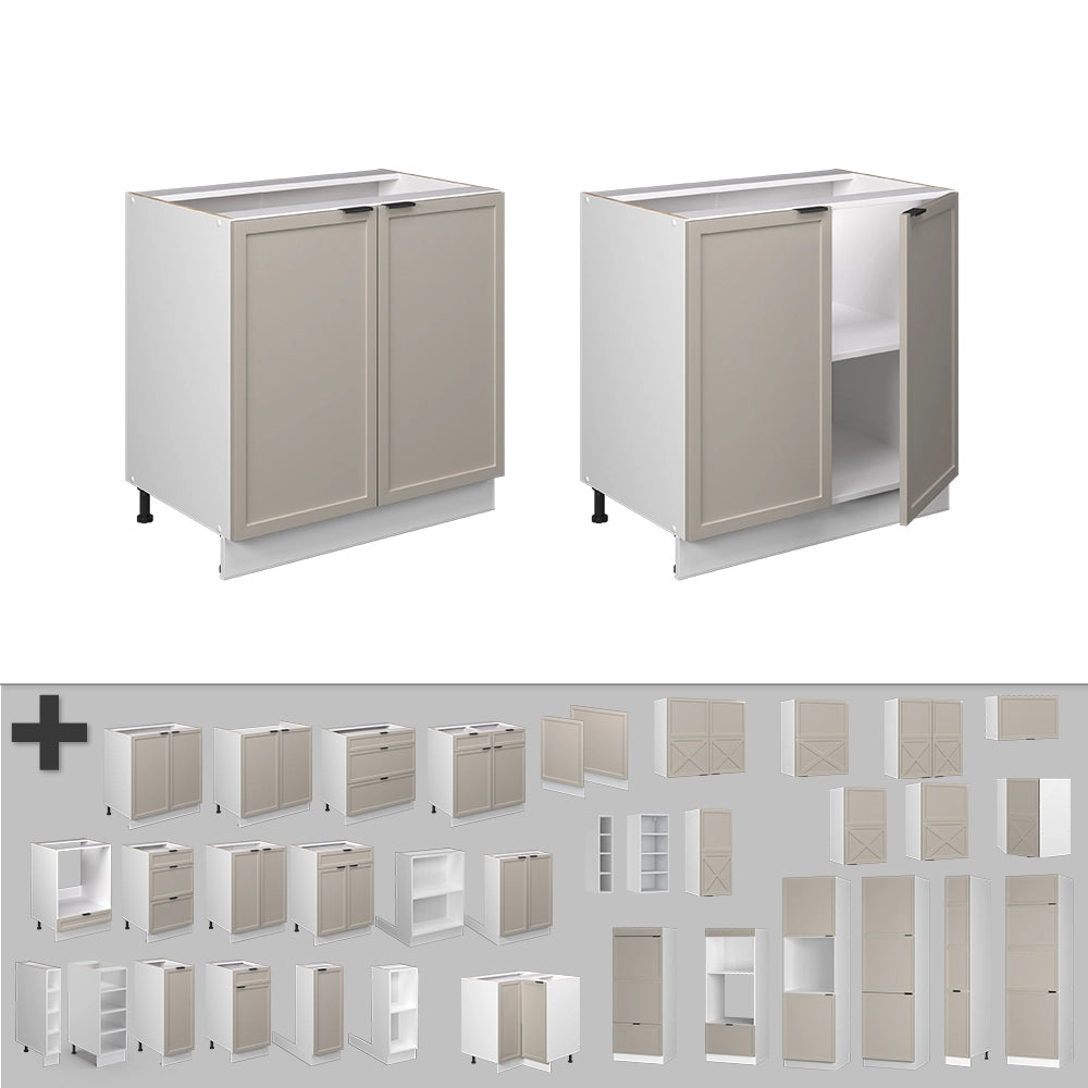 Mobile lavello cucina Fame-Line GrigioBeige/Bianco 80 cm con ripiano, senza piano di lavoro Vicco
