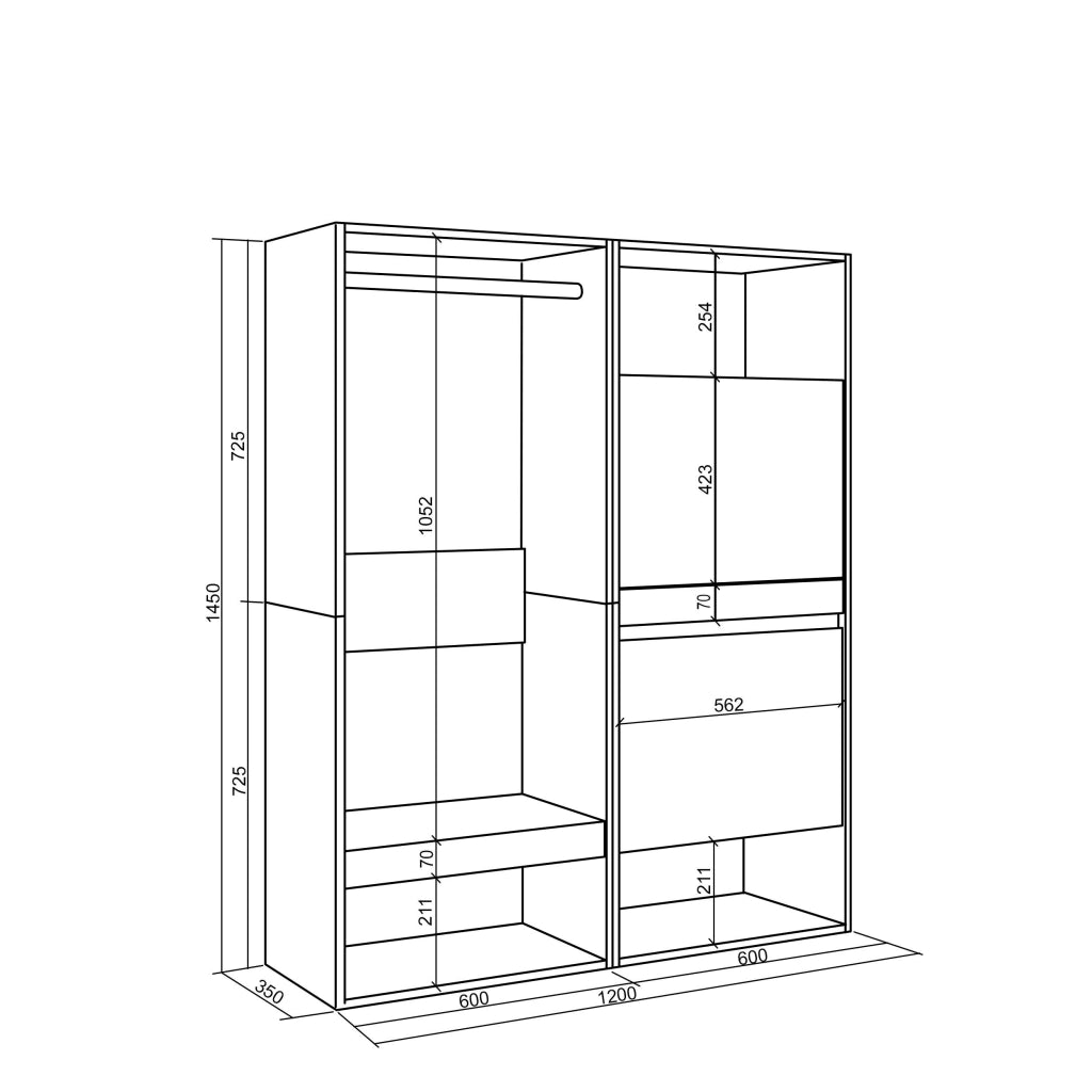 Armadio Aperto, 120x35x145cm, Camera da letto, Scarpiera, colore Rovere RF3494