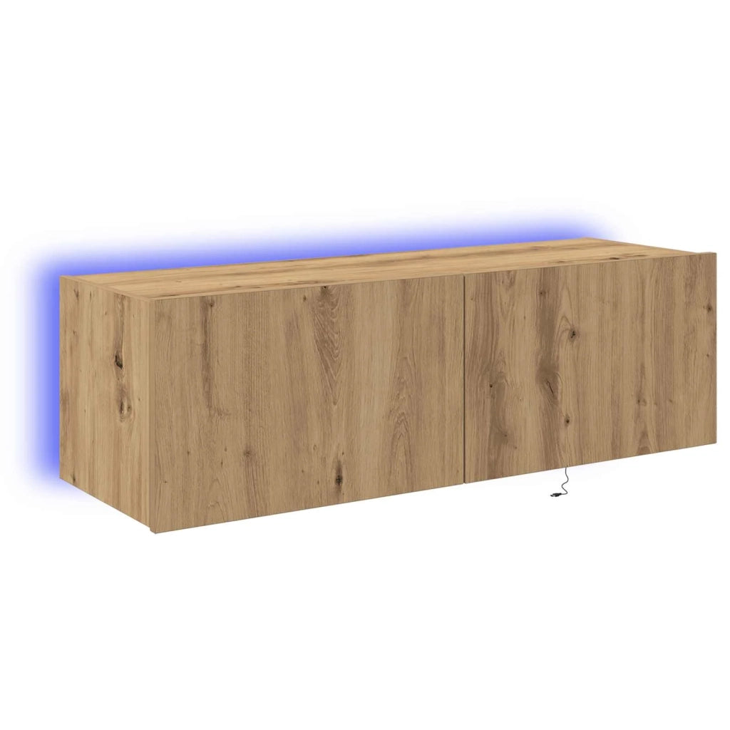 Mobile TV da parete con LED Rovere artigianale 100 x 35 x 31 cm 863111