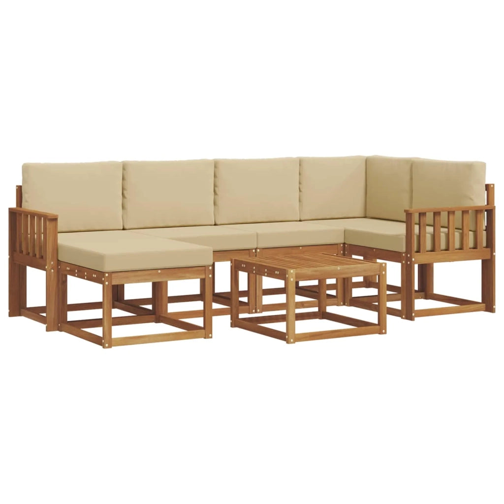 Set di divani da esterno con cuscino 7 pcs Naturale e Beige 3366671