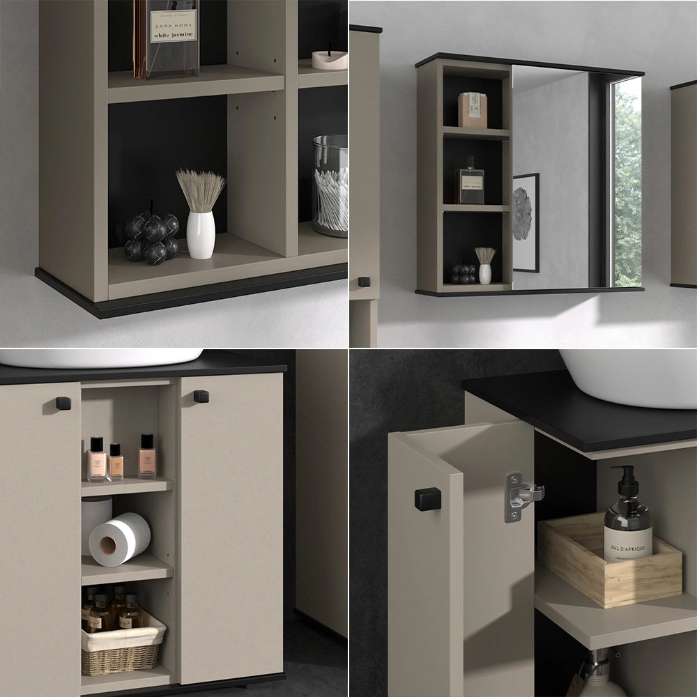 Vicco Set di mobili da bagno Grigio 2 parti