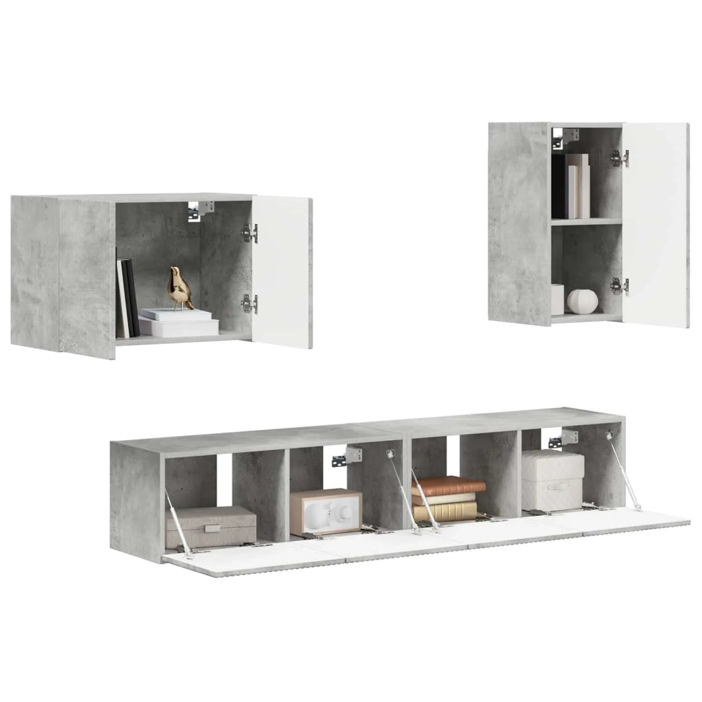 Set di Mobiletto da TV a Parete 4 pcs Grigio cemento 3408937