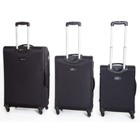 Set 3 Valigie Trolley Morbide in Poliestere 4 Ruote TSA Ravizzoni Ambra Nero