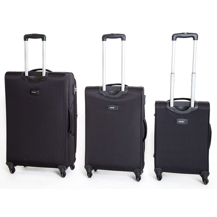 Set 3 Valigie Trolley Morbide in Poliestere 4 Ruote TSA Ravizzoni Ambra Nero