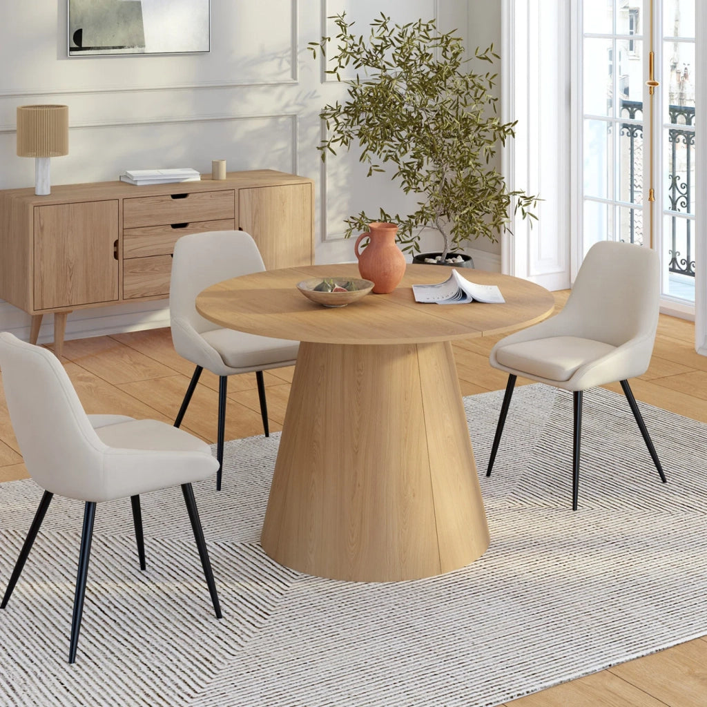 IDMarket - ANGELE tavolo da pranzo rotondo allungabile per 4-10 persone effetto legno faggio 110-200 cm