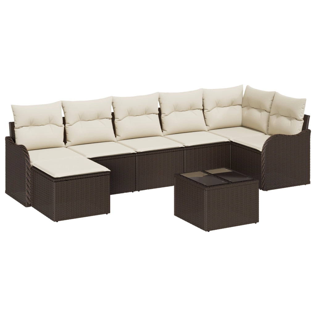 Set di SofÃ  da Giardino 7 Pezzi con Cuscini Rattan Poli Grigio